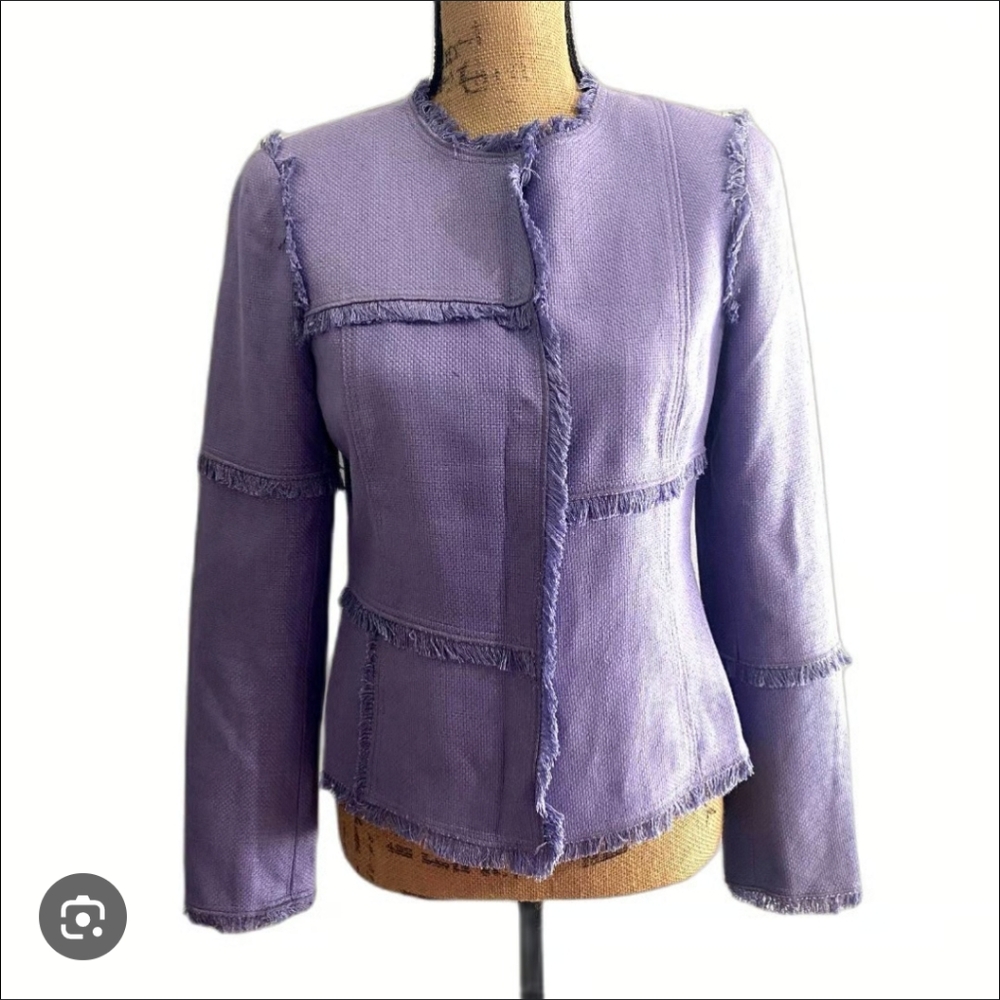 Worth Lavender Fringe Silk Blazer Size 12 NWT